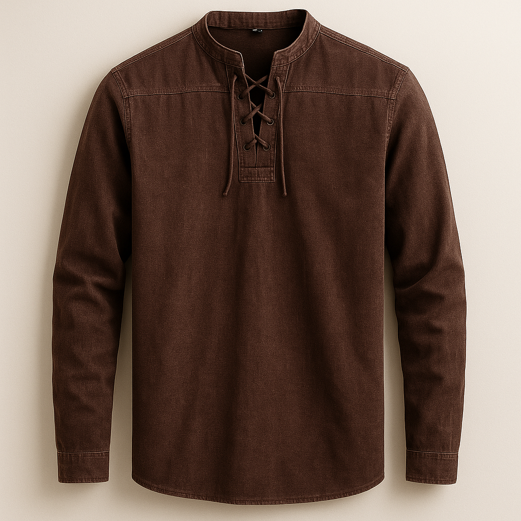 Chemise col tunisien à lacet