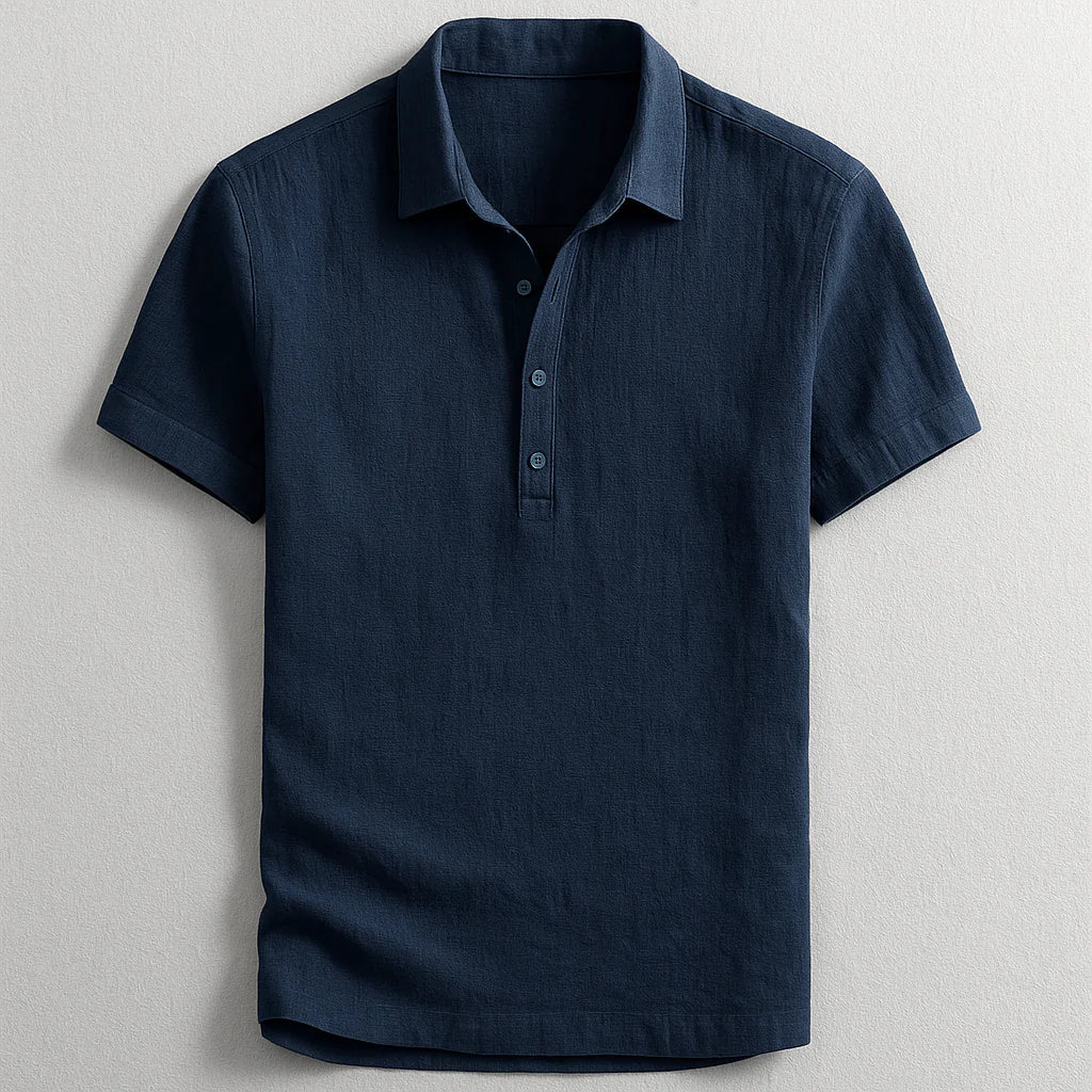 Polo en lin à manches courtes coupe ajustée respirant homme – Saintes