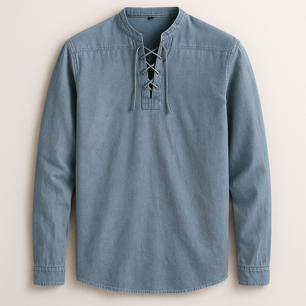 Chemise col tunisien à lacet