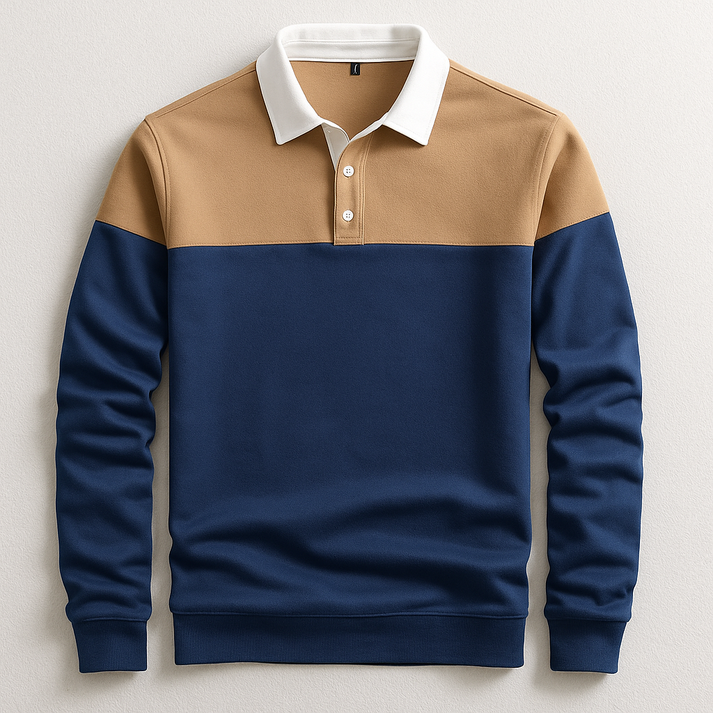 Polo manches longues à col contrasté