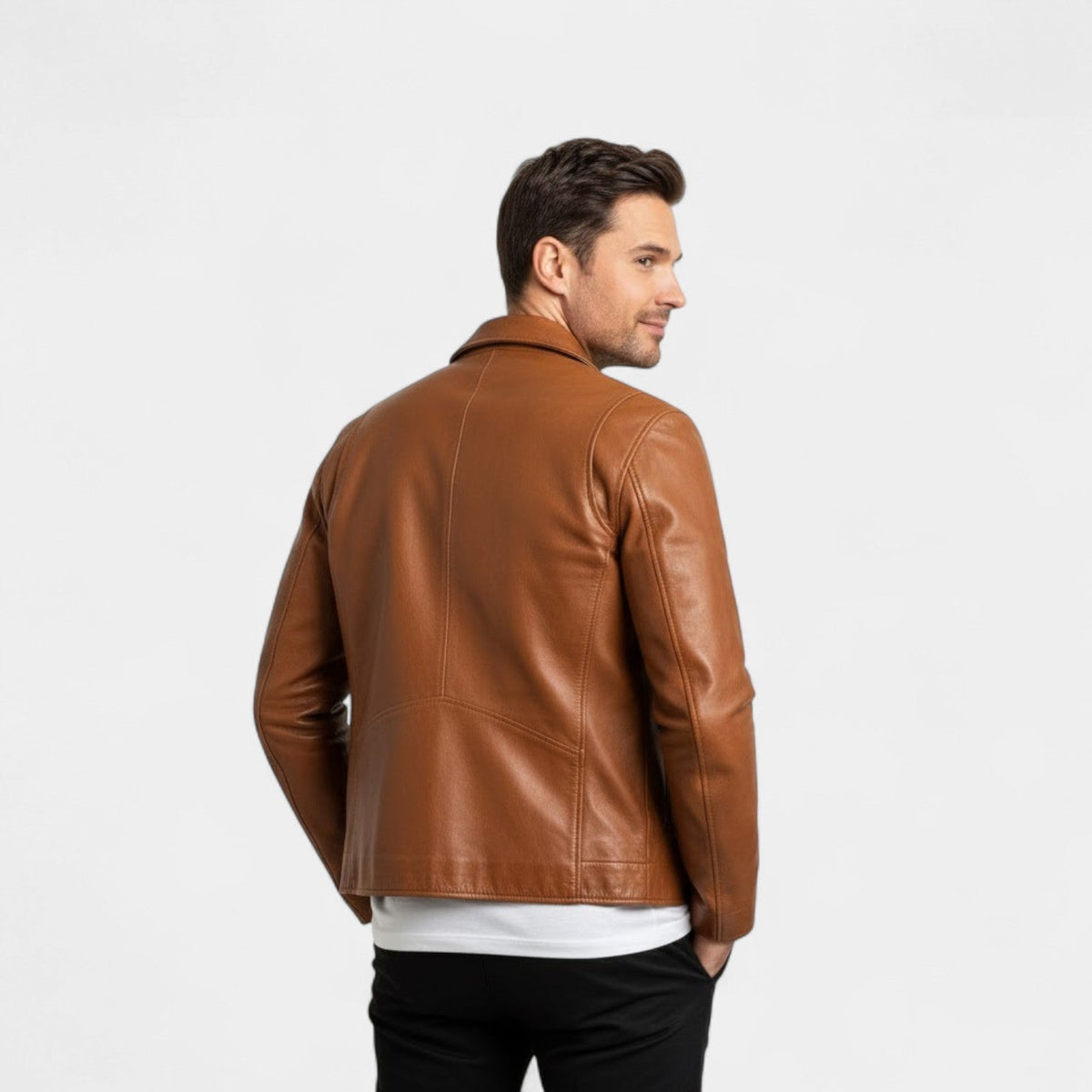 Manteau en cuir PU coupe ajustée silhouette élégante homme – Les Eyzies