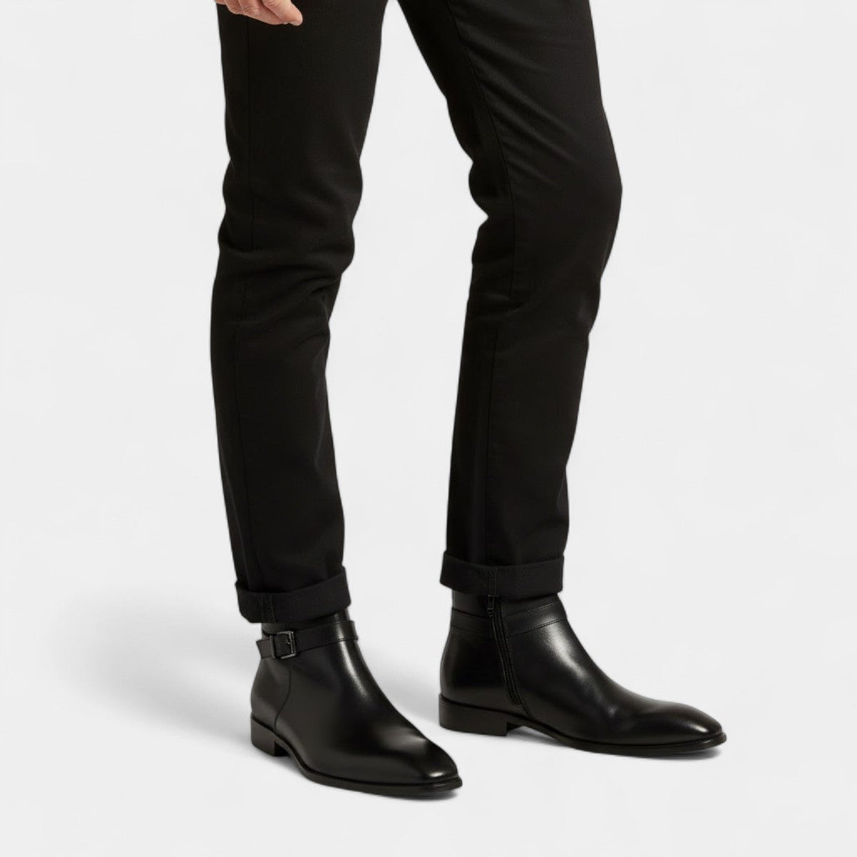 Bottines Chelsea aspect cuir lisse fermeture à boucle homme – Fuissé