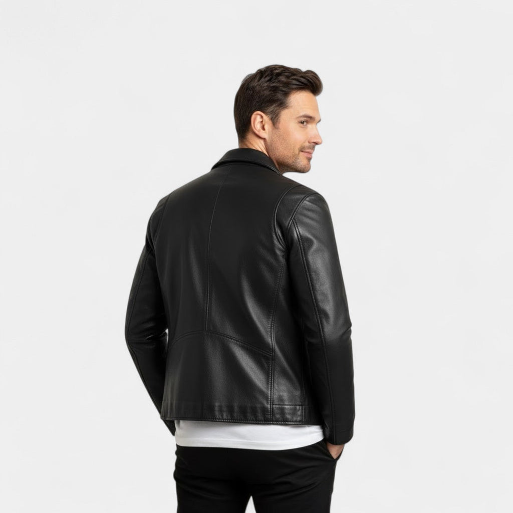 Manteau en cuir PU coupe ajustée silhouette élégante homme – Les Eyzies