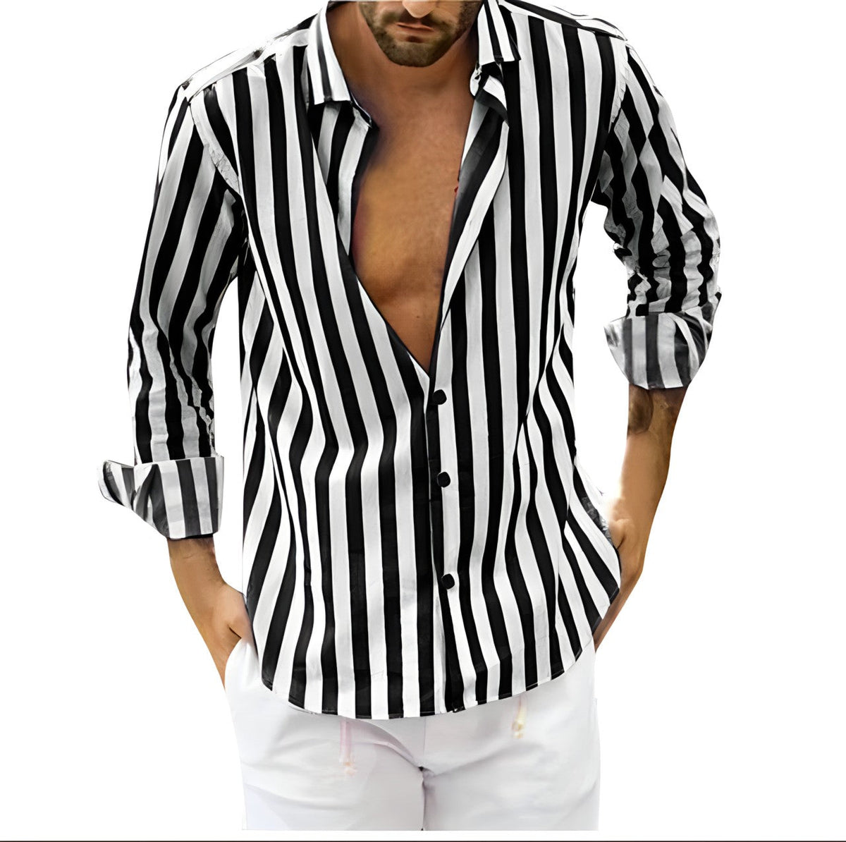 Chemise rayée d'été coton mélangé légère respirante homme – Chablis