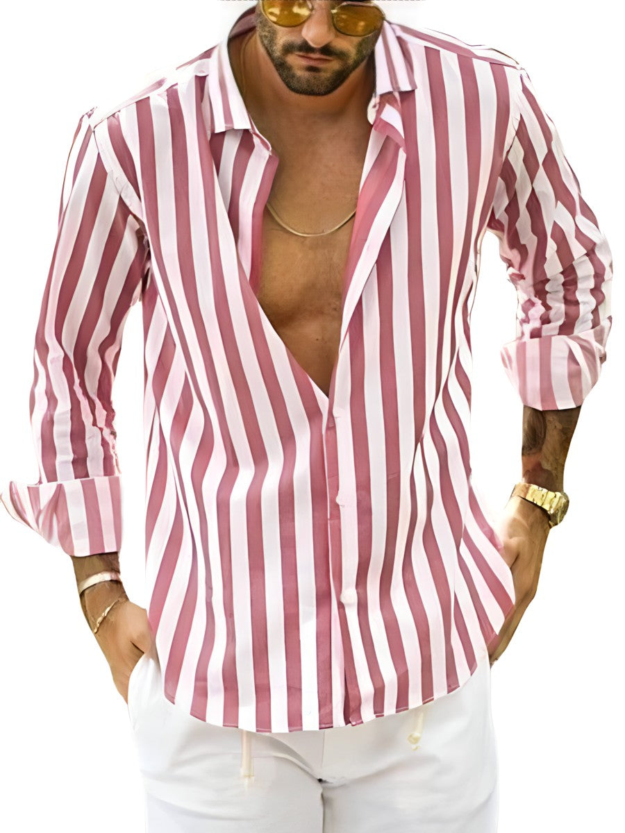 Chemise rayée d'été coton mélangé légère respirante homme – Chablis