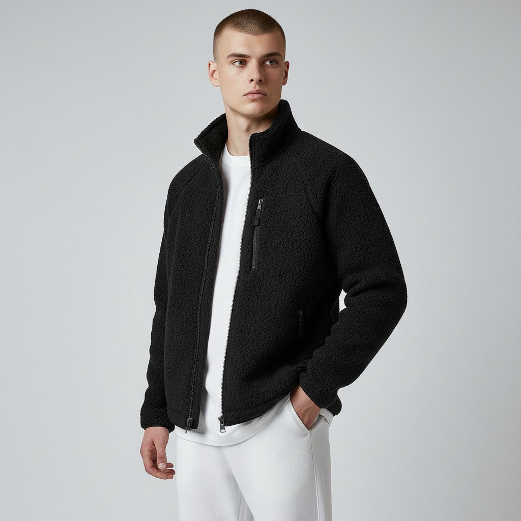 Veste polaire effet sherpa zippée à col montant