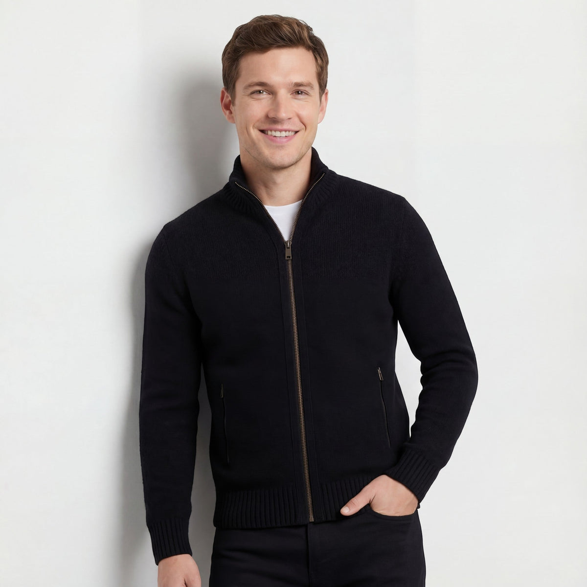 Gilet en maille col montant coupe ajustée pour le quotidien homme – Biot