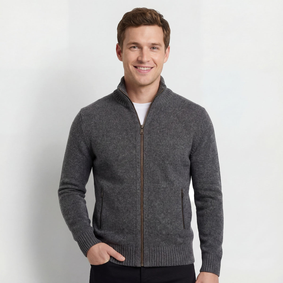 Gilet en maille col montant coupe ajustée pour le quotidien homme – Biot