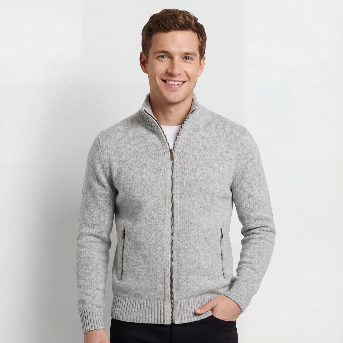 Gilet en maille col montant coupe ajustée pour le quotidien homme – Biot