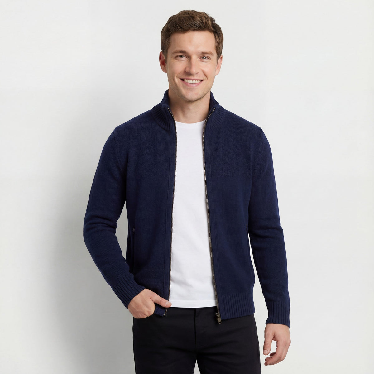 Gilet en maille col montant coupe ajustée pour le quotidien homme – Biot