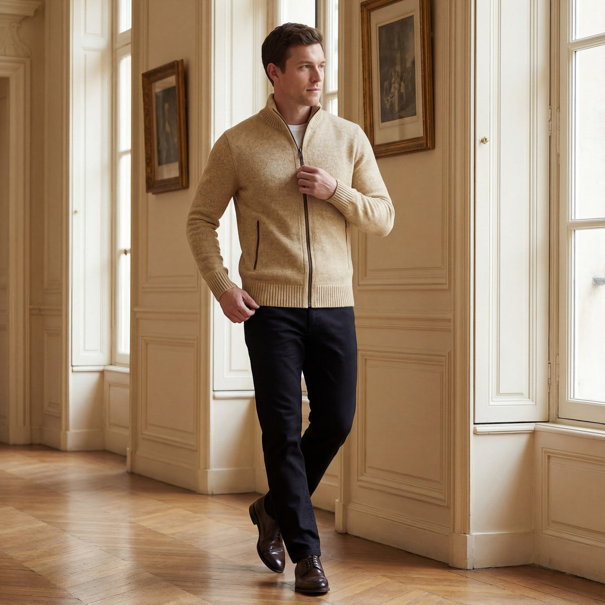 Gilet en maille col montant coupe ajustée pour le quotidien homme – Biot