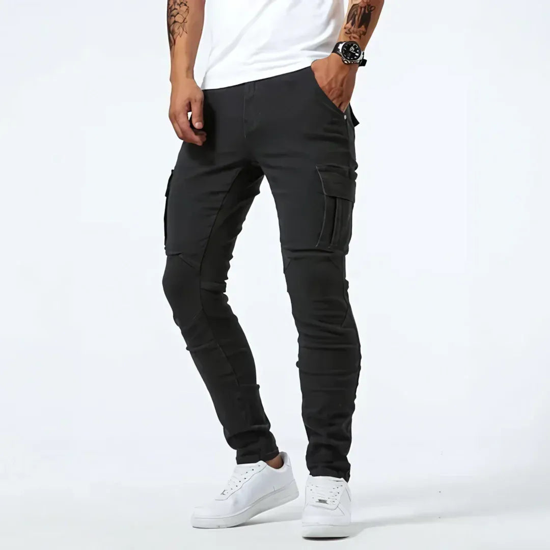 Jean cargo en denim délavé