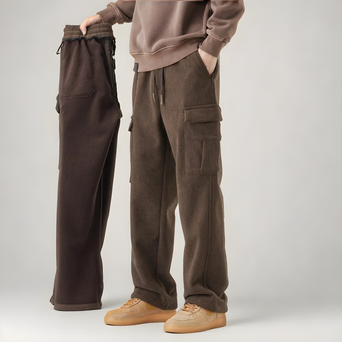 Pantalon cargo ample à poches multiples