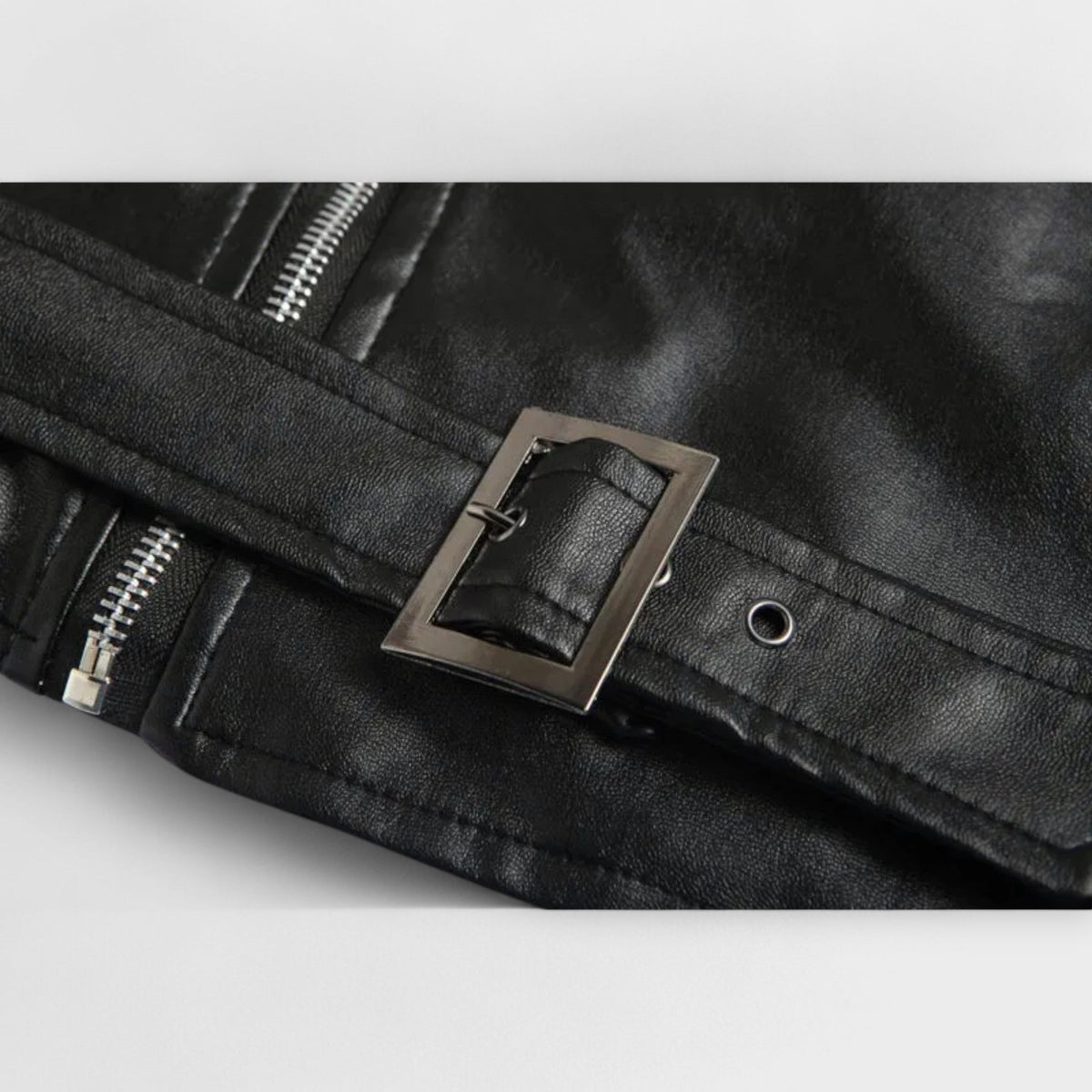 Blouson motard effet cuir zip asymétrique