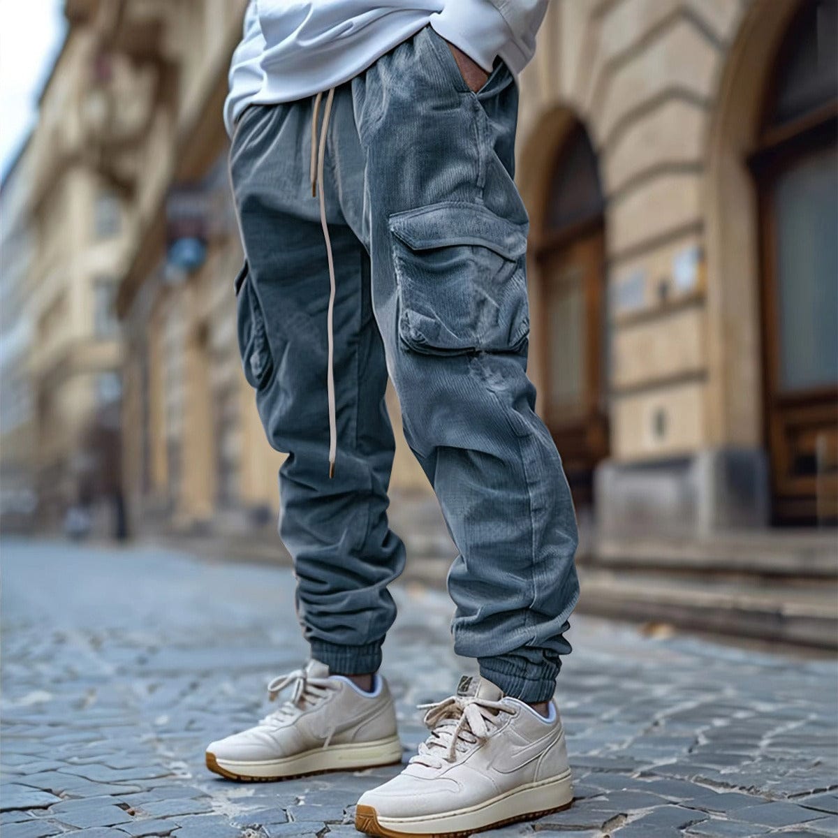 Pantalon en velours côtelé à cordon