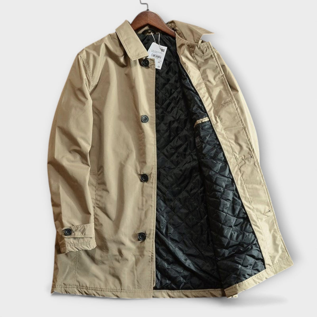 Manteau mi-long boutonné col chemise noir