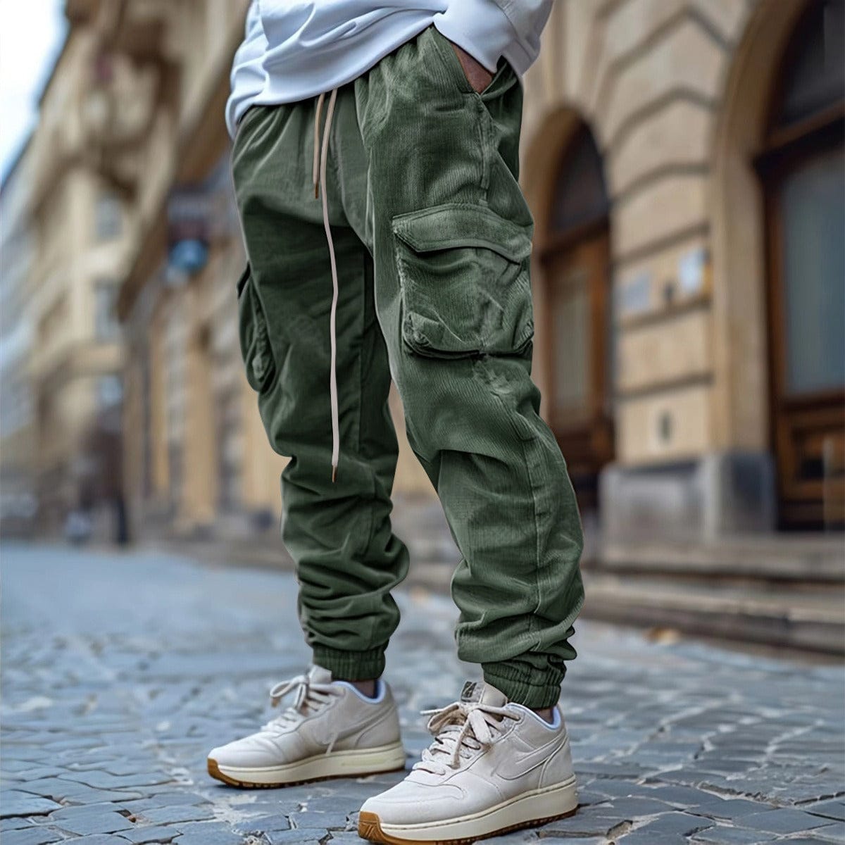Pantalon en velours côtelé à cordon