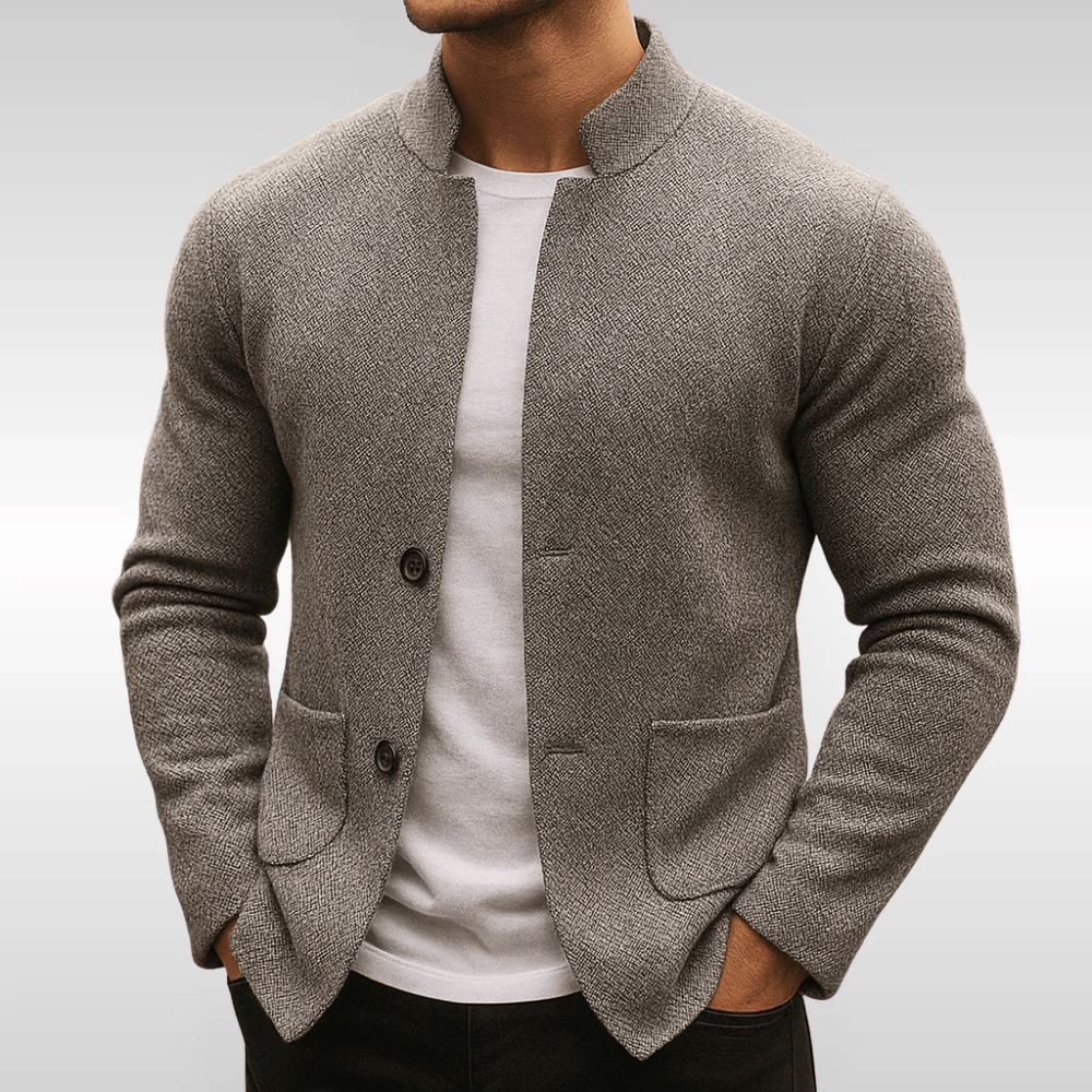 Gilet en maille texturée col mandarin