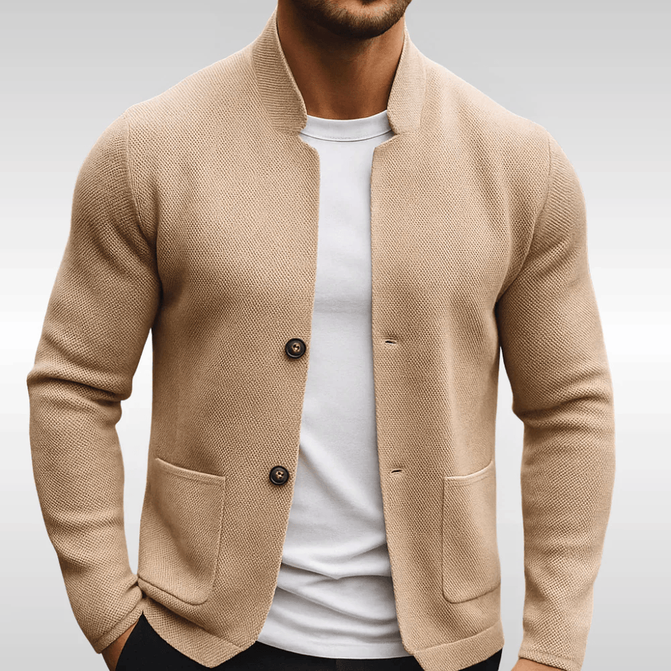 Veste en maille texturée boutonnée