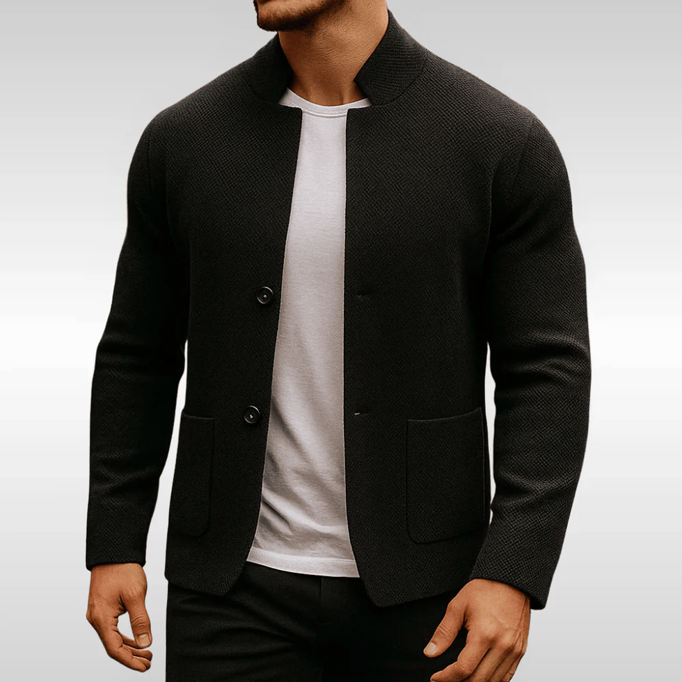 Veste en maille texturée boutonnée