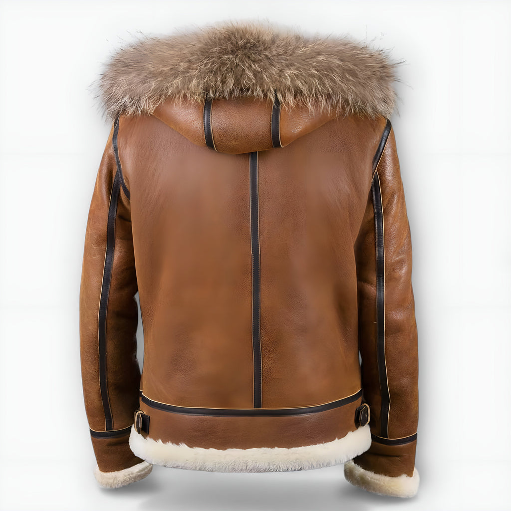 Blouson aviateur effet cuir à capuche