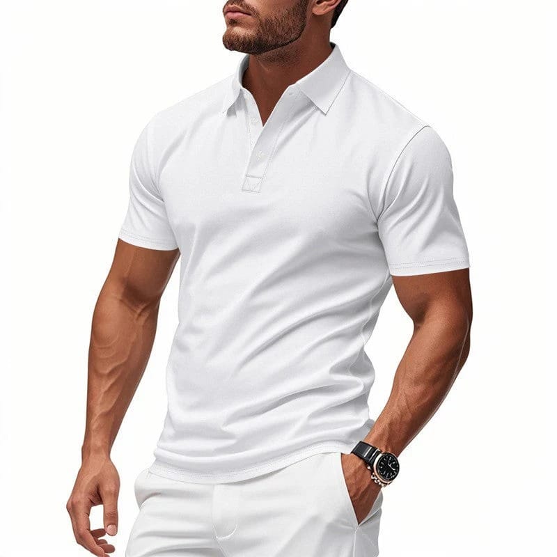 Polo extensible à patte deux boutons