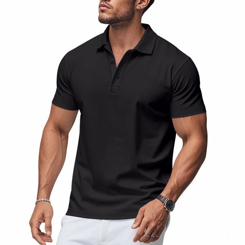 Polo extensible à patte deux boutons