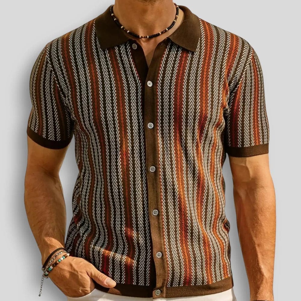 Polo en maille chevron boutonné