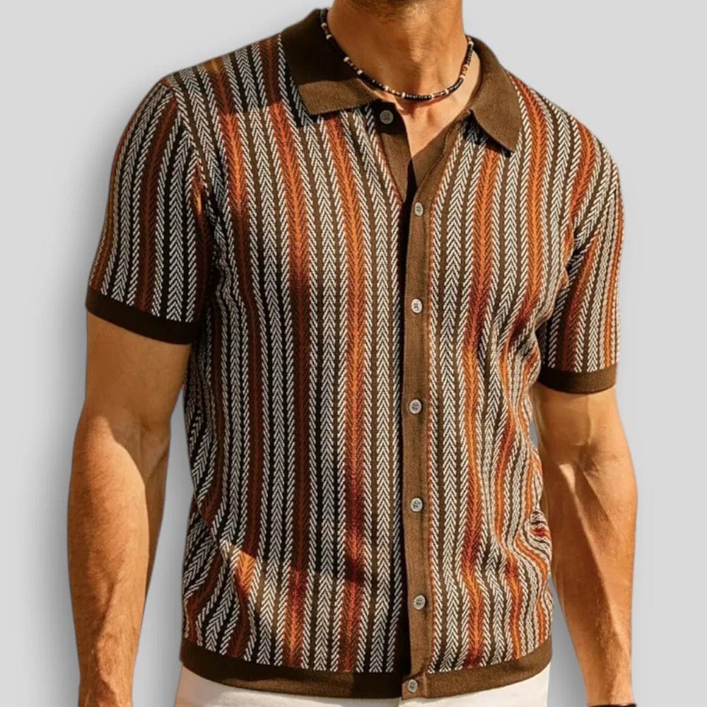 Polo en maille chevron boutonné