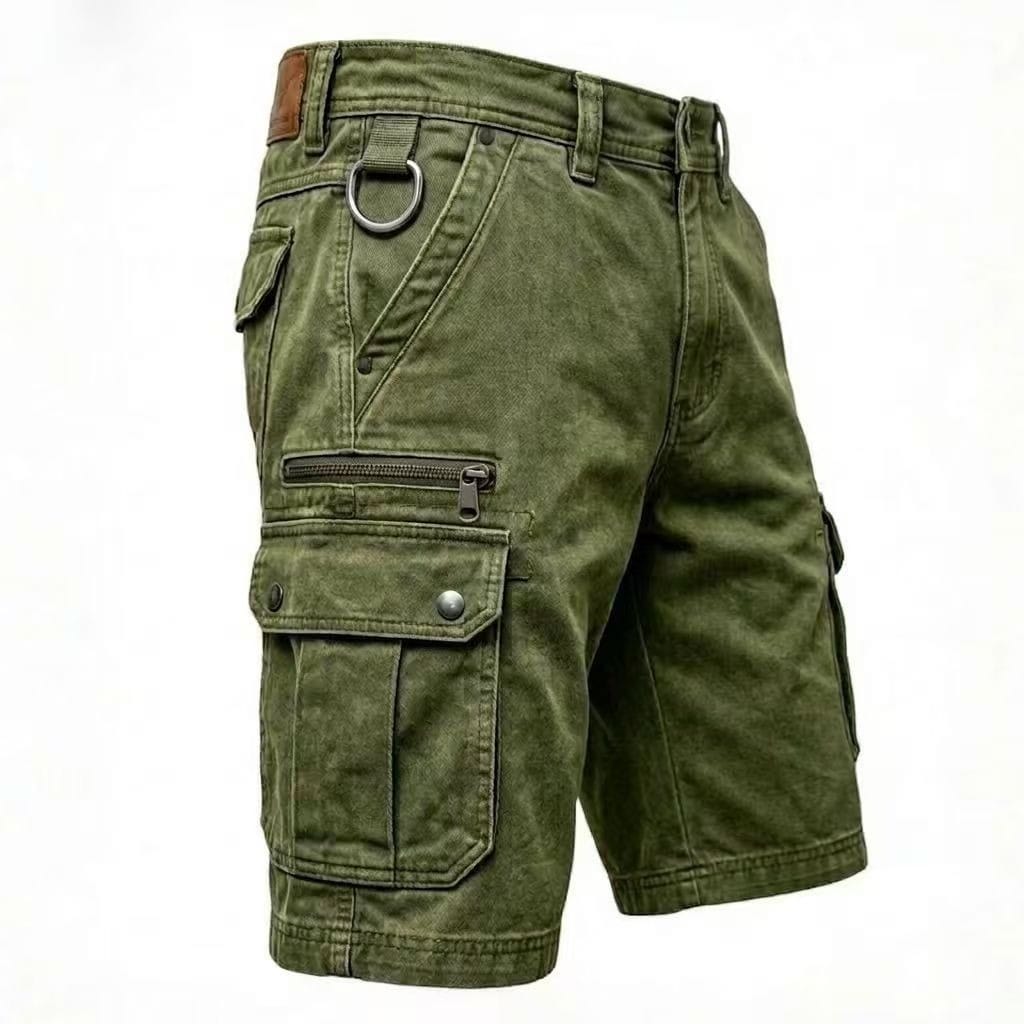 Short cargo aspect denim délavé