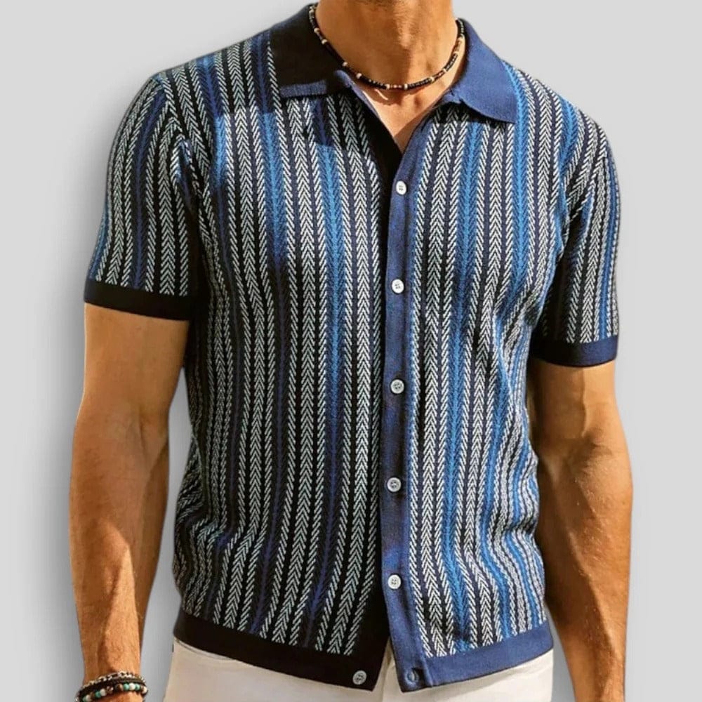 Polo en maille chevron boutonné