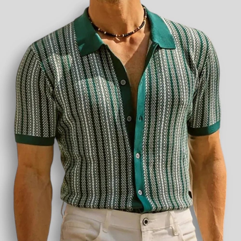 Polo en maille chevron boutonné