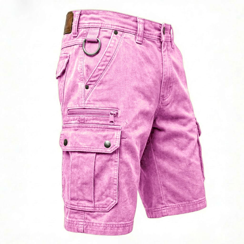 Short cargo aspect denim délavé