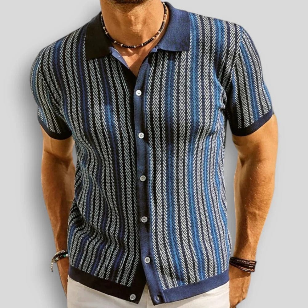Polo en maille chevron boutonné