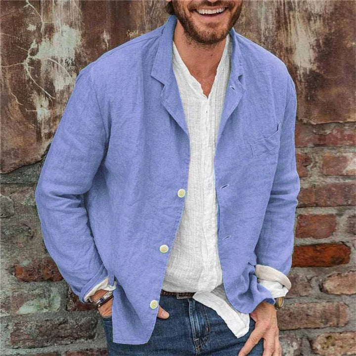 Veste en lin décontractée au style intemporel à la finition soignée homme – Ancelle