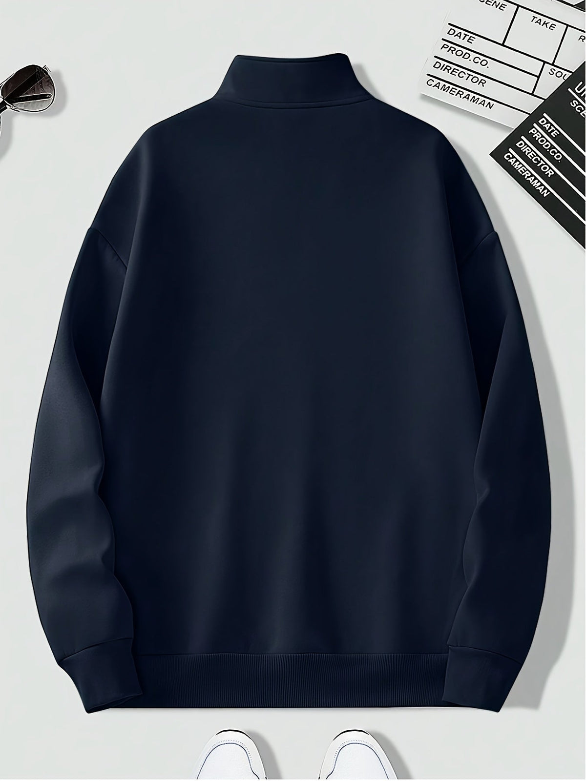 Sweat uni oversize à col montant zippé coupe ample élégante homme – Terrasson