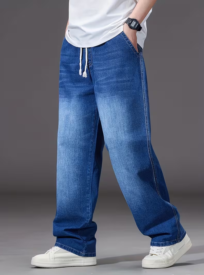 Jean grande taille coupe large taille élastique cordon homme – Ratilly