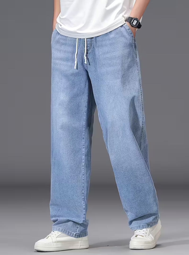 Jean grande taille coupe large taille élastique cordon homme – Ratilly