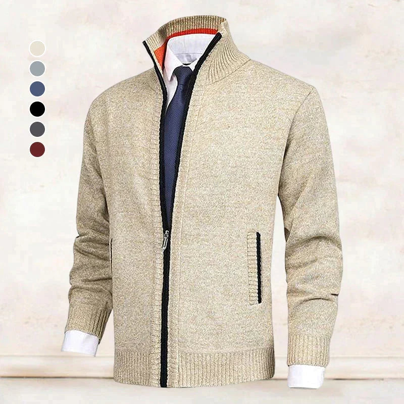Cardigan zippé à col montant en maille au style intemporel homme – Sablonville