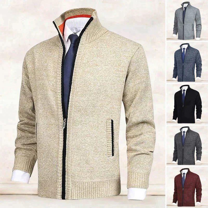 Cardigan zippé à col montant en maille au style intemporel homme – Sablonville