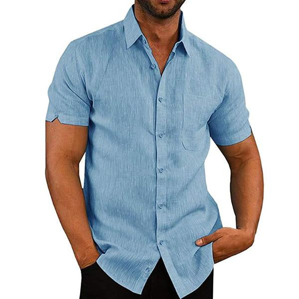 Chemise manches courtes aspect lin