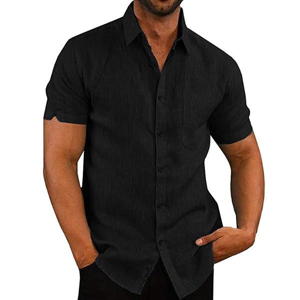 Chemise manches courtes aspect lin