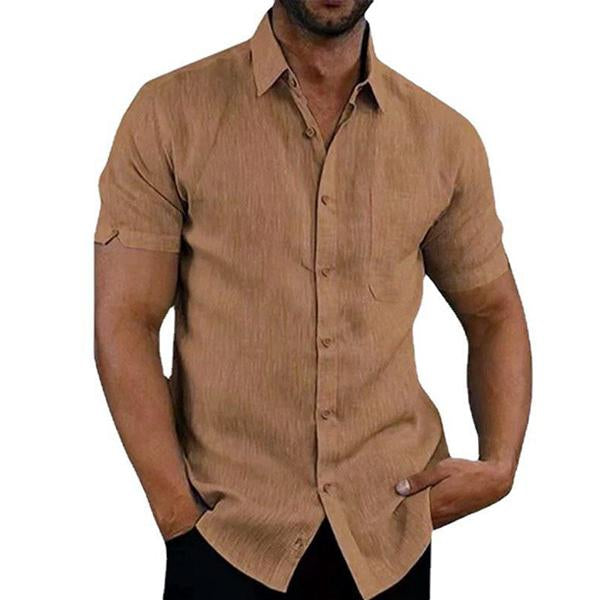 Chemise manches courtes aspect lin