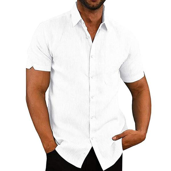 Chemise manches courtes aspect lin