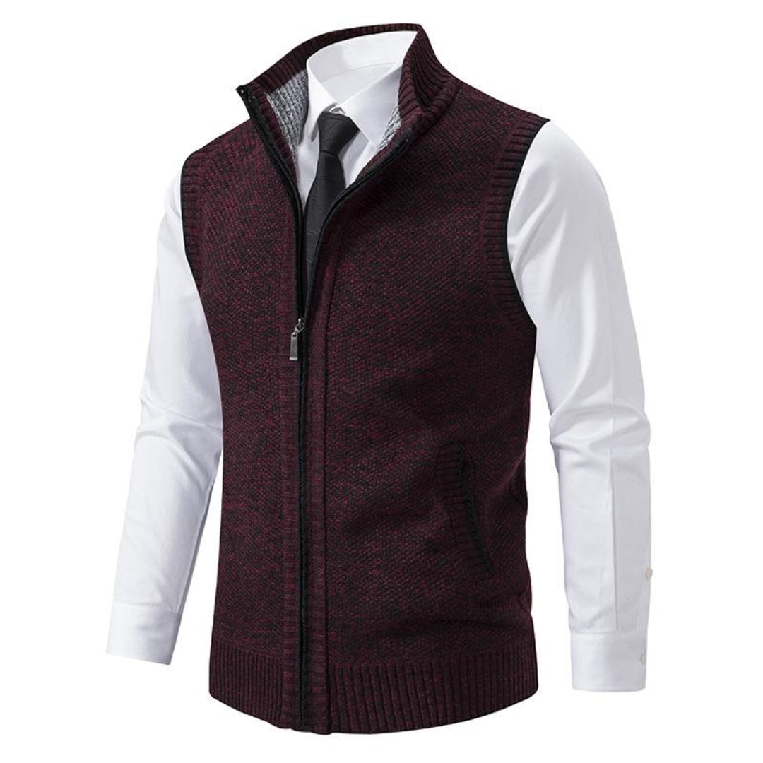 Gilet sans manches zippé en maille chinée