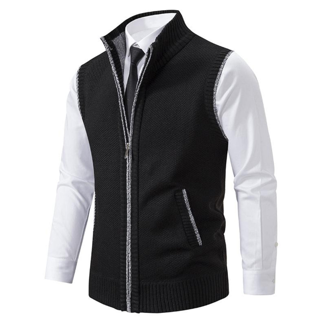 Gilet sans manches zippé en maille chinée