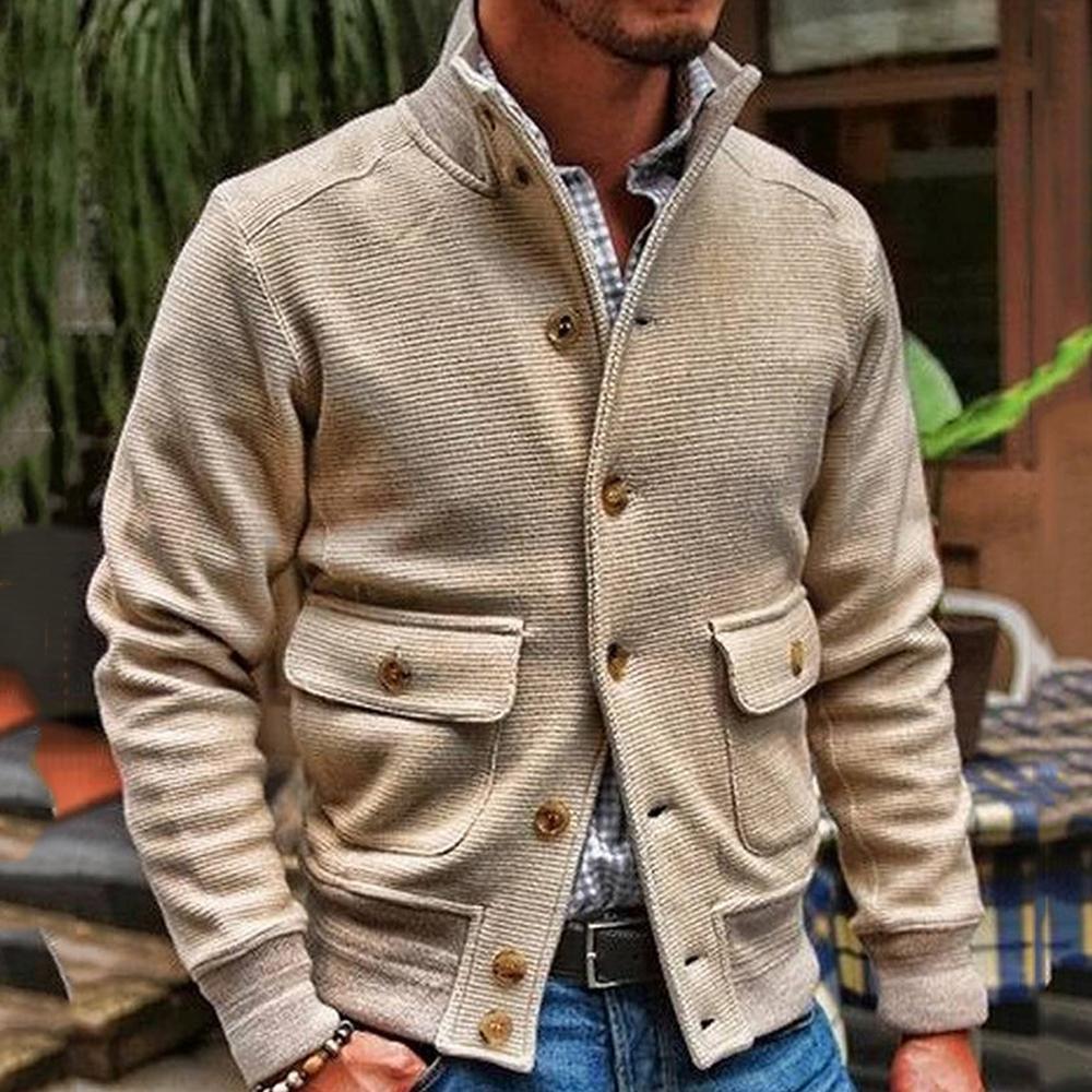 Veste col montant boutonnée à poches rabat