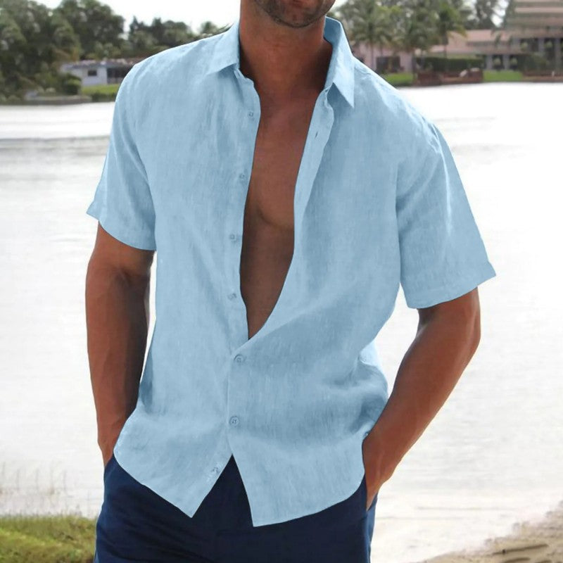 Chemise en lin manches courtes style estival au style intemporel homme – Dauphine