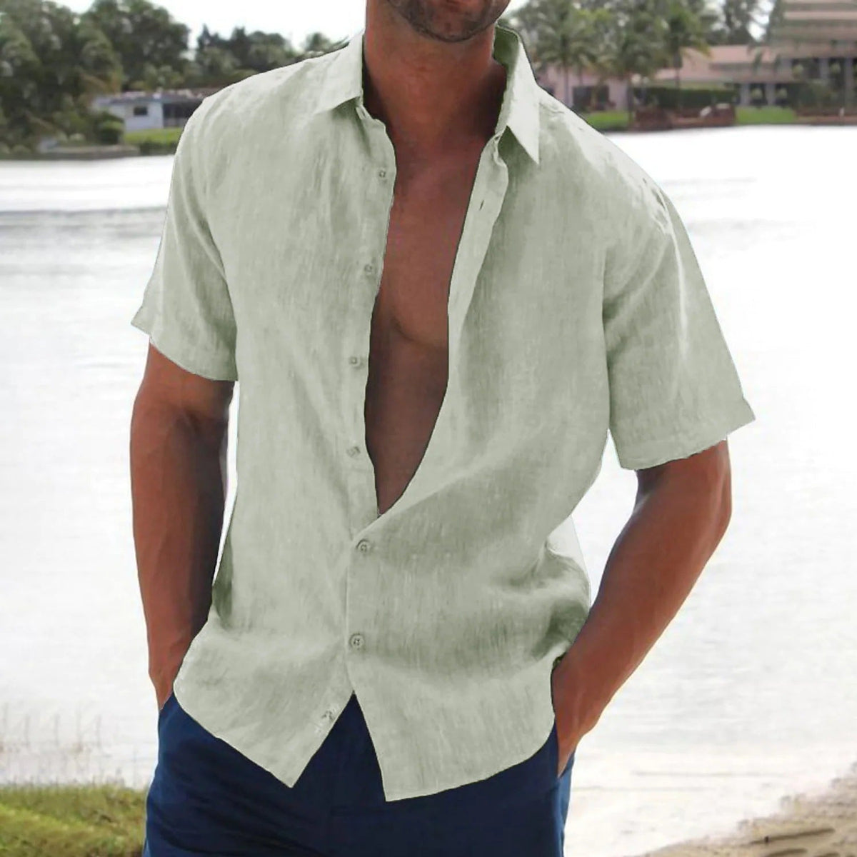 Chemise en lin manches courtes style estival au style intemporel homme – Dauphine