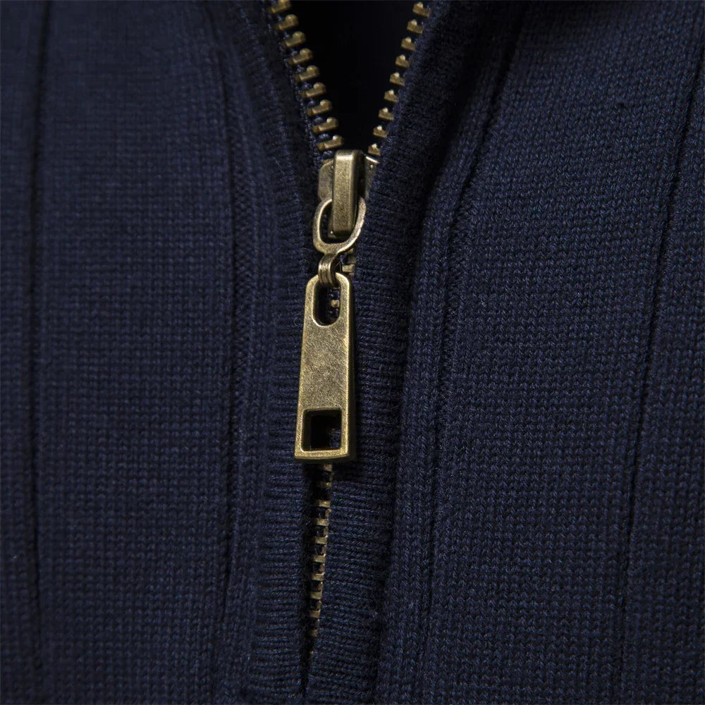 Pull zippé à col montant côtelé pour l'automne homme – Yport